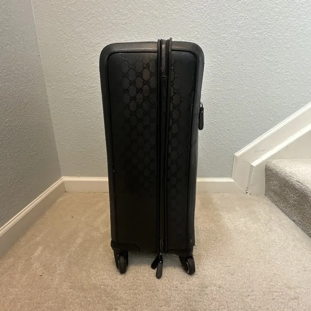 AUTHENTIC GUCCI TROLLEY TRAVEL SUITCASE IMPRIME 24” BLACK ROLLING LUGGAGE 293908